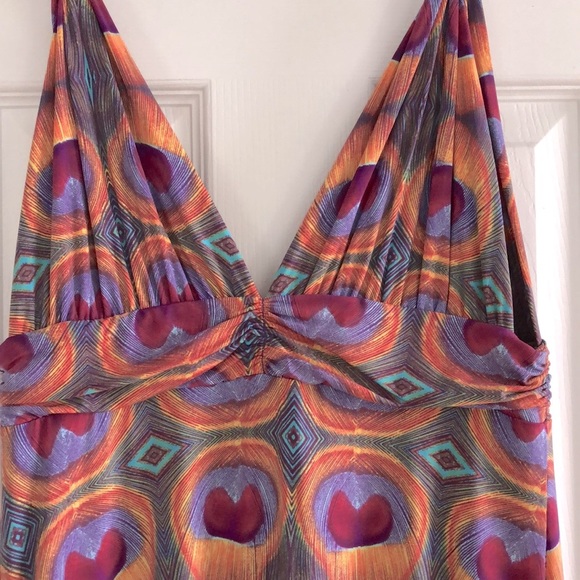 VIX Beautiful, Soft, Peacock Print Flowy Summer Maxi Dress - Picture 4 of 11